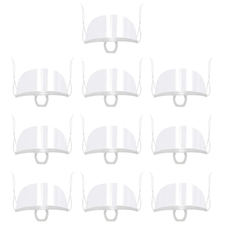 10pcs /Bag Recyclable Transparent Restaurant Mask Chef Anti-fog And Anti-Spittle Plastic Masks