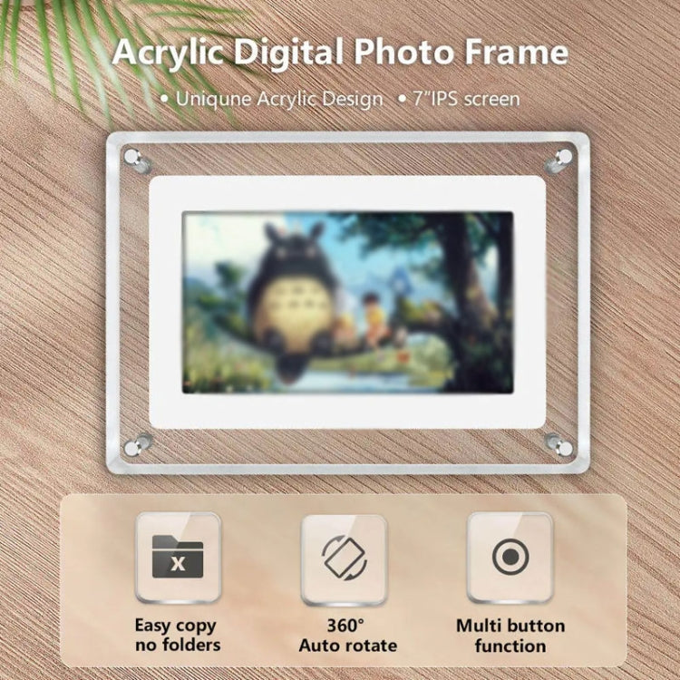 7 Inch Acrylic HD Digital Photo Frame Desktop Smart Motion Video Player Ornament