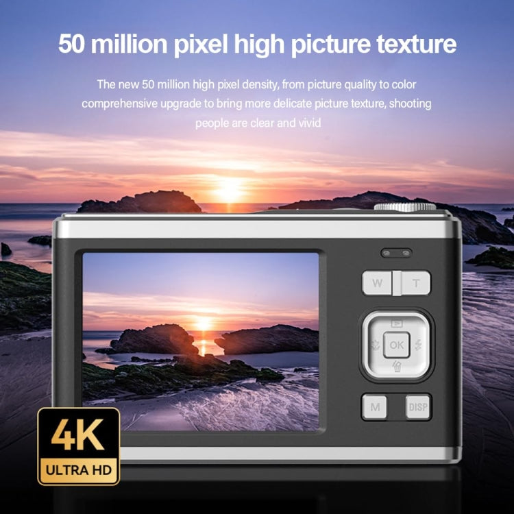 4K HD Optical Dual Lens Digital Camera 50MP Dual Screen Selfie Camera, No Memory
