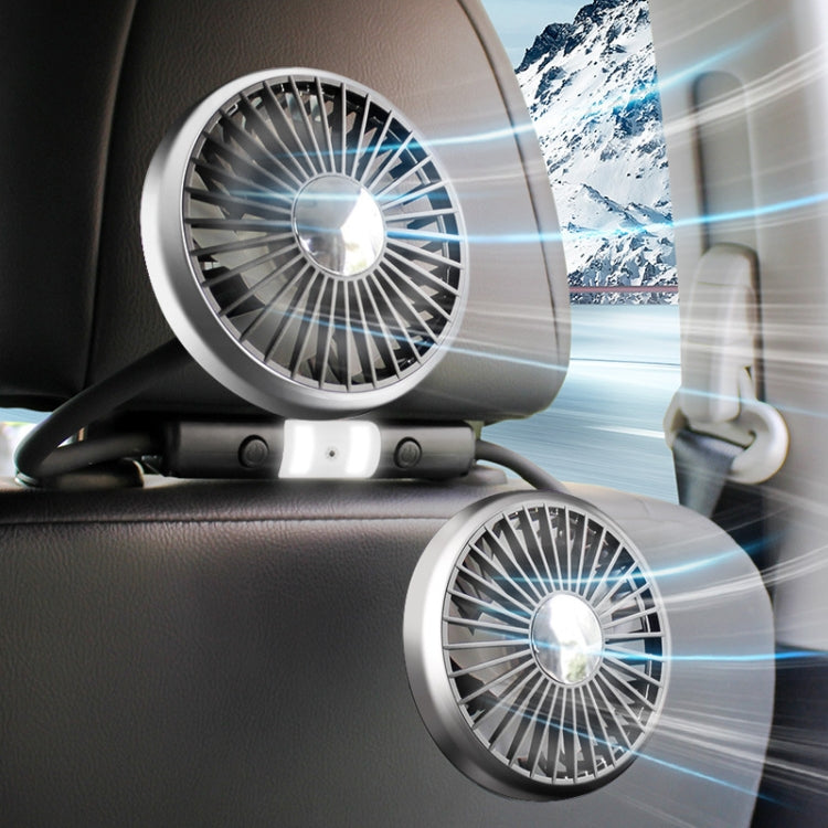 Car Double-head Hose Seat Fan with Light