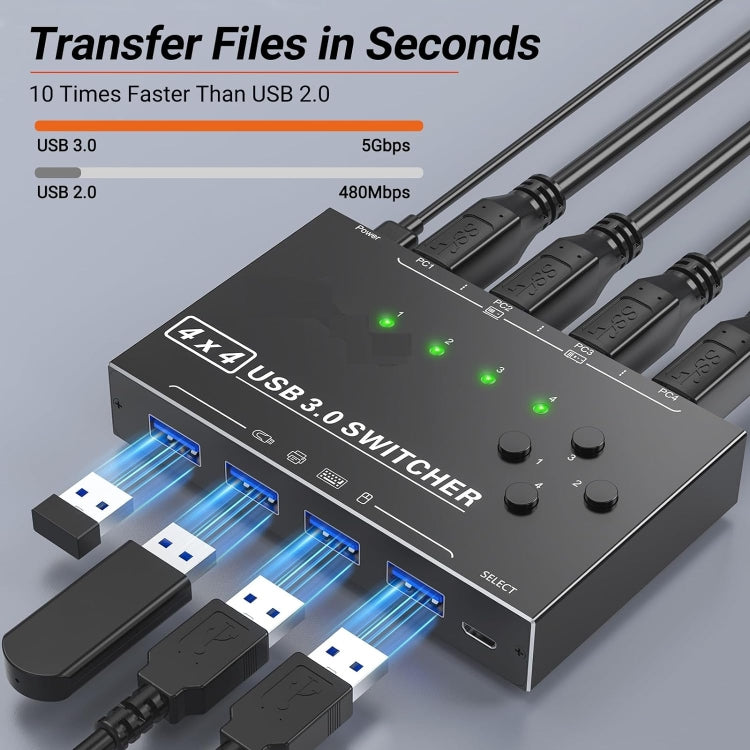 KC-KM434B USB3.0 4 Port USB Shared Device 4 Port Printer Sharing Device Keyboard Mouse Switch