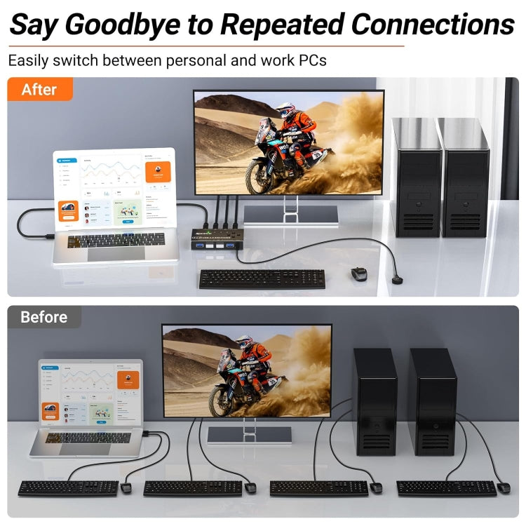 KC-KM434B USB3.0 4 Port USB Shared Device 4 Port Printer Sharing Device Keyboard Mouse Switch