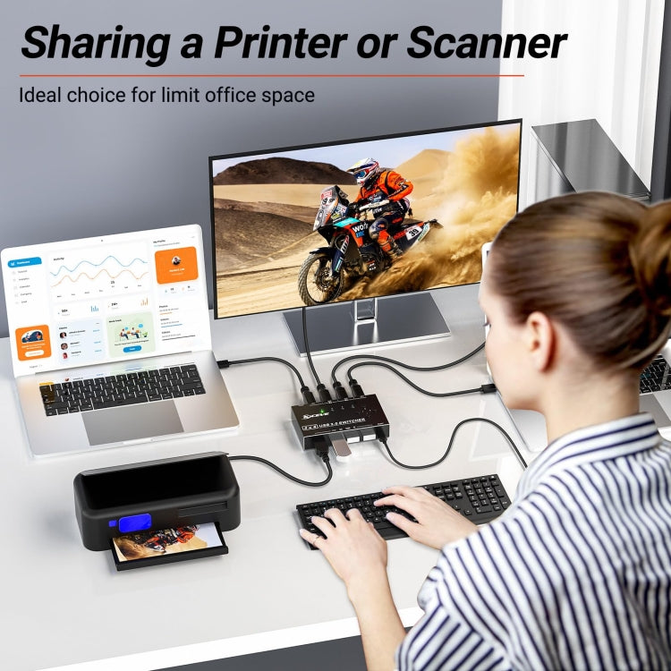 KC-KM434B USB3.0 4 Port USB Shared Device 4 Port Printer Sharing Device Keyboard Mouse Switch