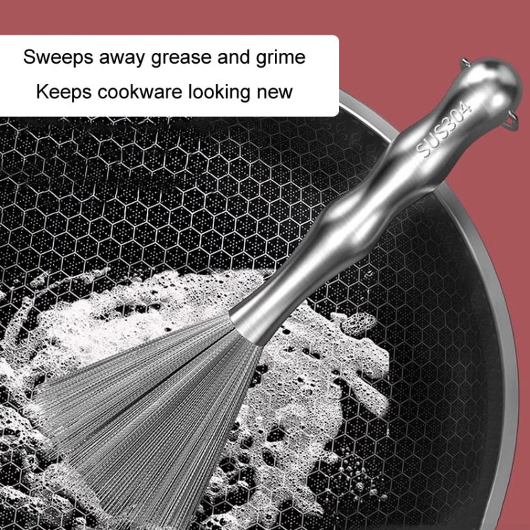 304 Thickened Lengthened Steel Wire Pot Brush Stainless Steel Cleaning Brush For Kitchen