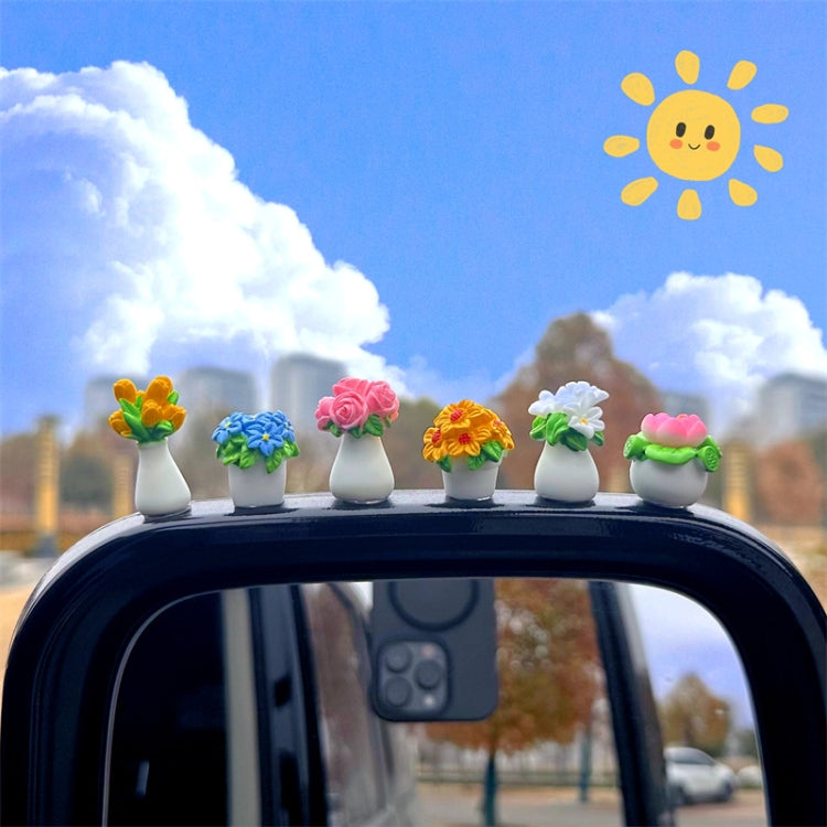 Simulated Potted Car Rearview Mirror Center Console Decorative Ornaments