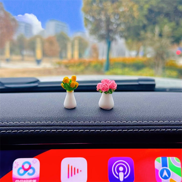 Simulated Potted Car Rearview Mirror Center Console Decorative Ornaments