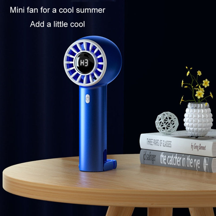 USB Charging Digital Display Handheld Turbo Fan Portable Foldable Buckle Small Fan
