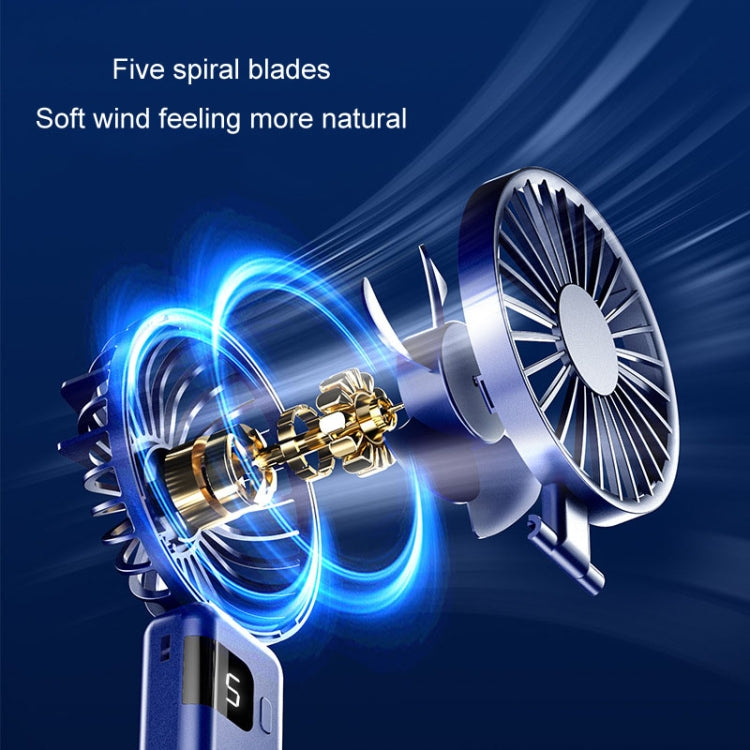 Portable Digital Display Hanging Neck Mute Small Fan USB Charging Handheld Foldable Fan