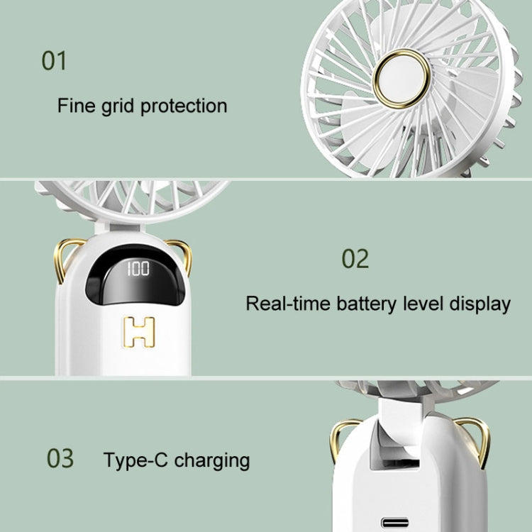 Foldable Digital Display USB Charging Fan Handheld Mute Hanging Neck Outdoor Small Fan