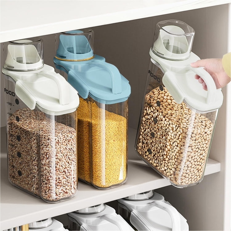 Plastic Sealed Grains Container Dry Food Storage Bin with Measuring Cup Pouring Spout