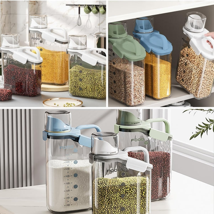 Plastic Sealed Grains Container Dry Food Storage Bin with Measuring Cup Pouring Spout