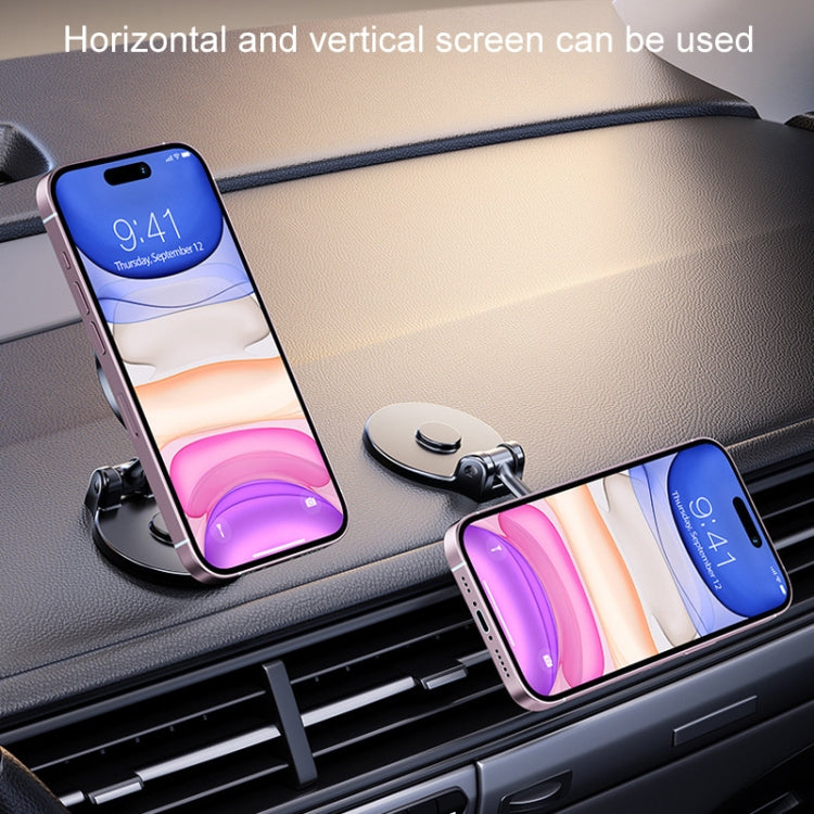 Magnetic Folding Car Phone Holder Rotatable Dashboard Stick-On Navigation Stand