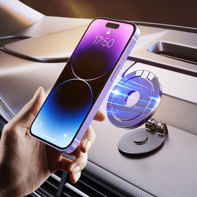 Magnetic Folding Car Phone Holder Rotatable Dashboard Stick-On Navigation Stand