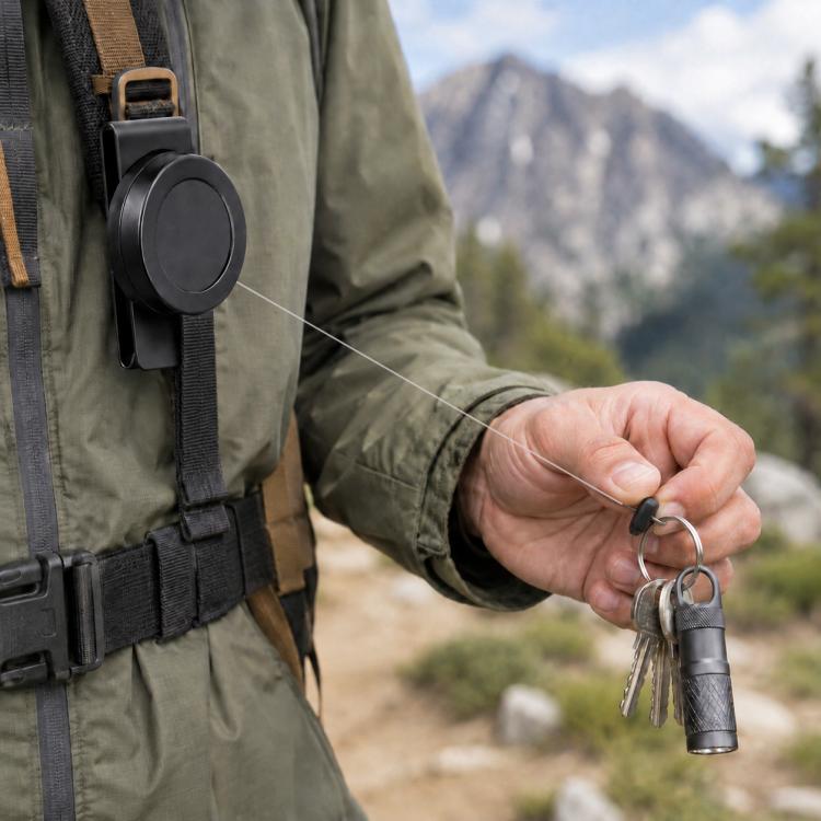 360 Degree Rotatable Heavy Duty Retractable Keychain with Belt Clip, ABS  Material, Metal Material