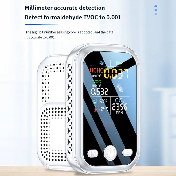 5 In 1  Air Quality Monitor TVOC HCHO CO2 Detector Temperature Humidity Tester