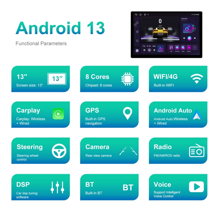 13.1 inch 4+64G Android Large Screen Navigator With Universal Map APK / Carplay / Reverse Car Image