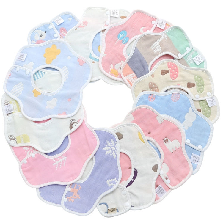 2pcs Dual Sided Newborn Baby Petal Waterproof Bib Six Layers Gauze Cotton Plum Bib