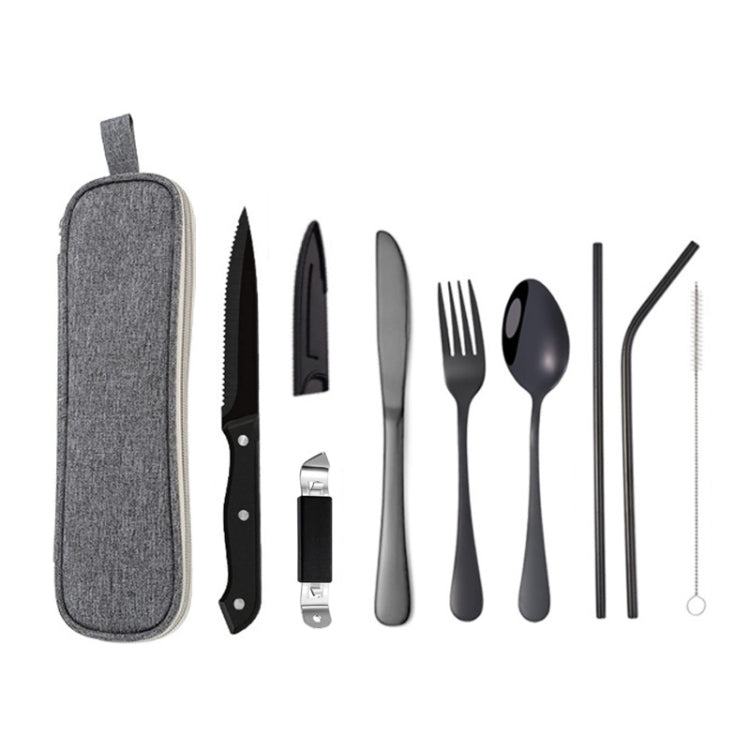 Portable Stainless Steel Cutlery Set Outdoor Picnic Knife And Fork Tool With Storage Bag