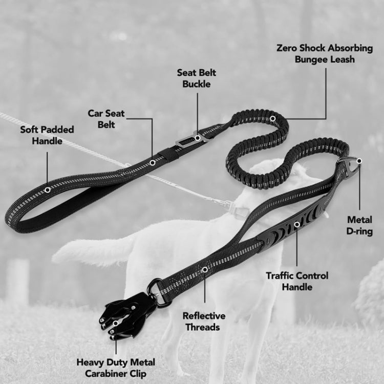 Heavy Duty Bungee Dog Leash Reflective Shock Absorbing Leashes for Medium Large Dogs