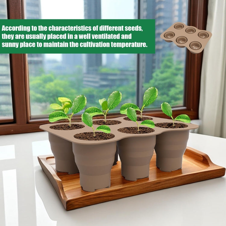 6 Holes Nursery Box Small Vegetable Flower Plant Breathable Growing Tray Silicone Folding Nursery Pot