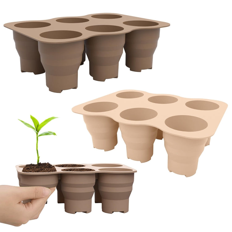 6 Holes Nursery Box Small Vegetable Flower Plant Breathable Growing Tray Silicone Folding Nursery Pot