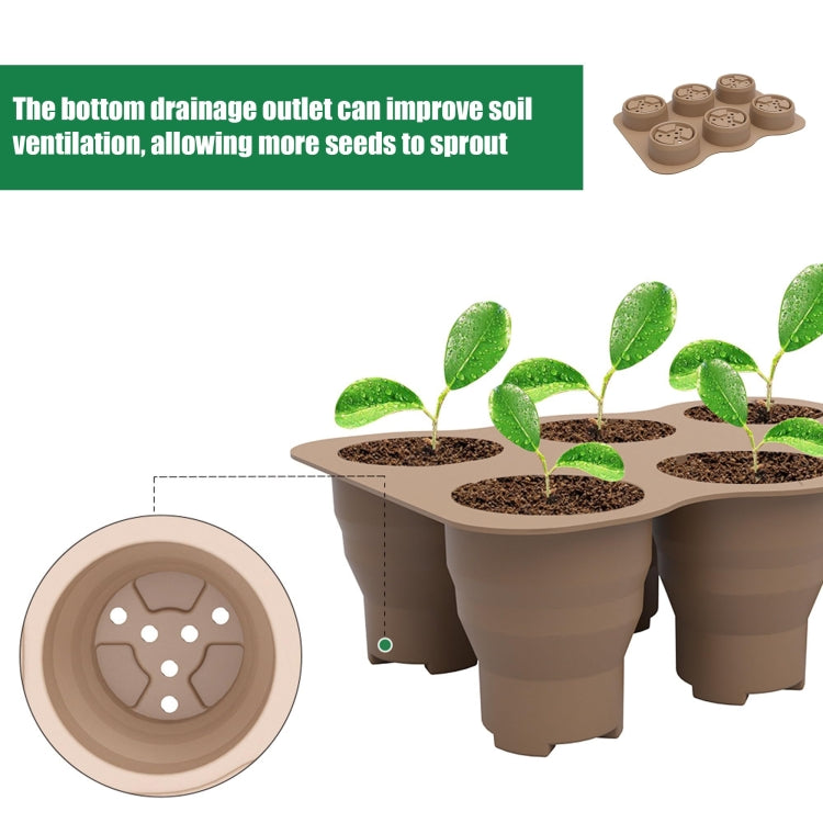 6 Holes Nursery Box Small Vegetable Flower Plant Breathable Growing Tray Silicone Folding Nursery Pot