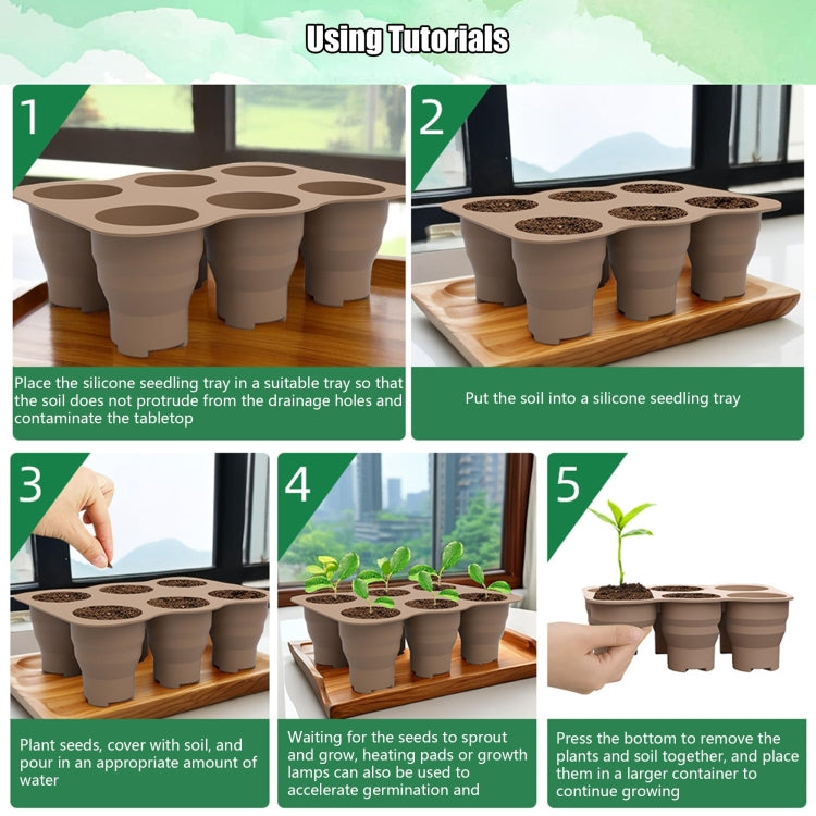 6 Holes Nursery Box Small Vegetable Flower Plant Breathable Growing Tray Silicone Folding Nursery Pot