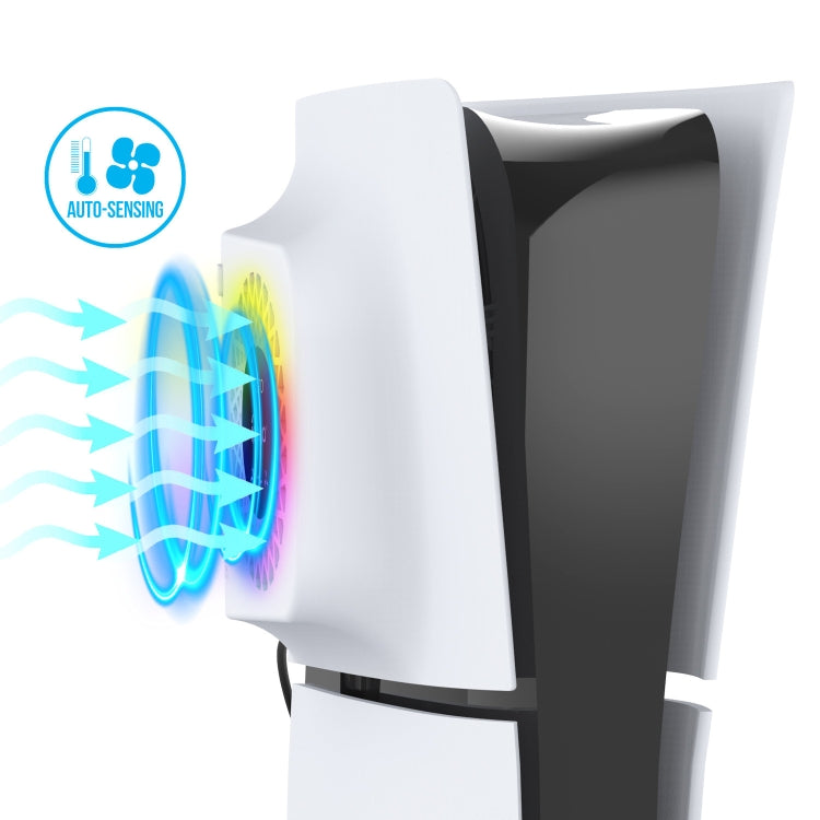 For PS5 Slim ipega PG-P5S019 Temperature Control Cooling Fan Face Cover Cooler + USB HUB with RGB Lights