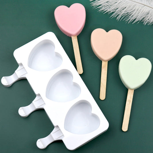 3 Grids Heart Shape Ice Cream Model DIY Pudding Mold Without Stick