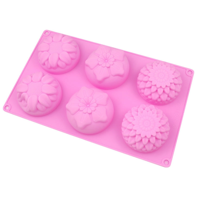 6 Grids 3 Groups Flower Shape Silicone Cake Mold Baking DIY Handmade Soap Model Sunflower Moon Cake Mold