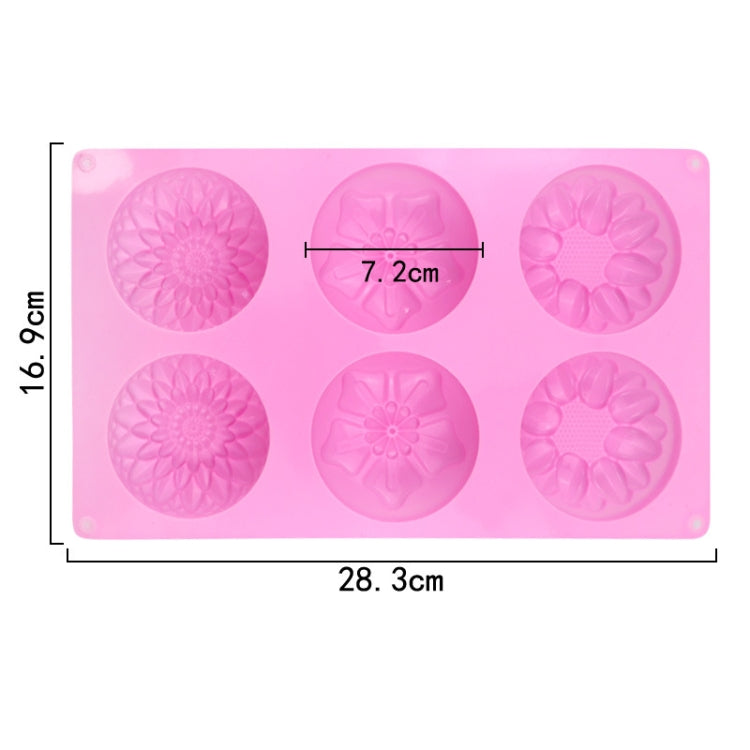 6 Grids 3 Groups Flower Shape Silicone Cake Mold Baking DIY Handmade Soap Model Sunflower Moon Cake Mold