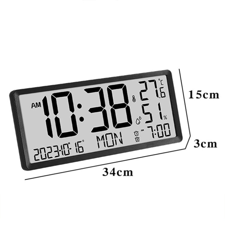 LCD Multifunctional Living Room Wall Clock Electronic Clock With Date/Temperature/Humidity Display