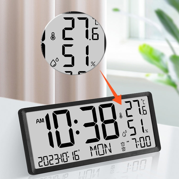 LCD Multifunctional Living Room Wall Clock Electronic Clock With Date/Temperature/Humidity Display