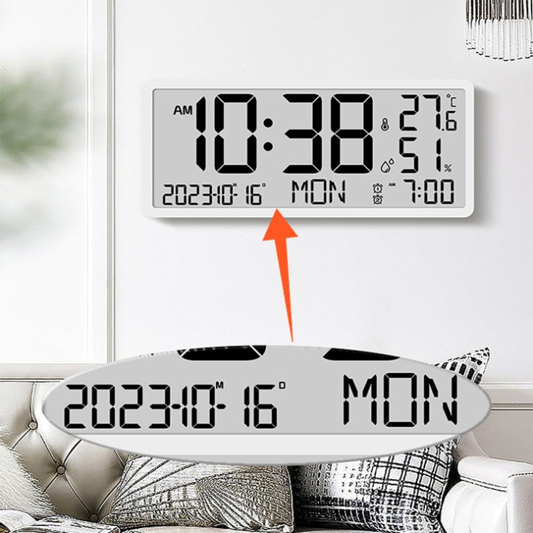 LCD Multifunctional Living Room Wall Clock Electronic Clock With Date/Temperature/Humidity Display