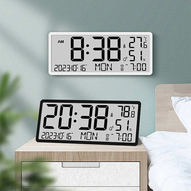 LCD Multifunctional Living Room Wall Clock Electronic Clock With Date/Temperature/Humidity Display