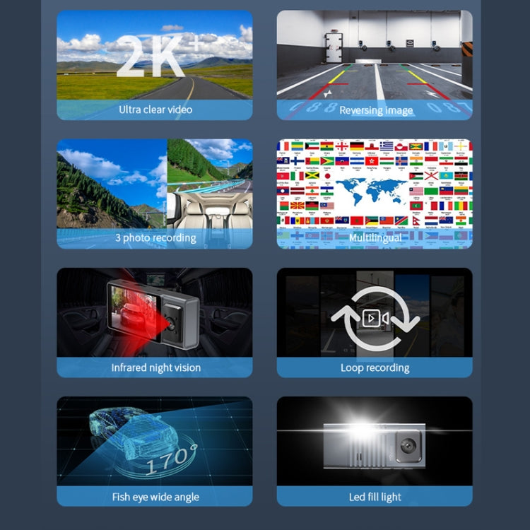 3 Camera Lens 3-inch IPS Screen WiFi Car Dash Cam 1080P Night Vision Dash Camera for Cars