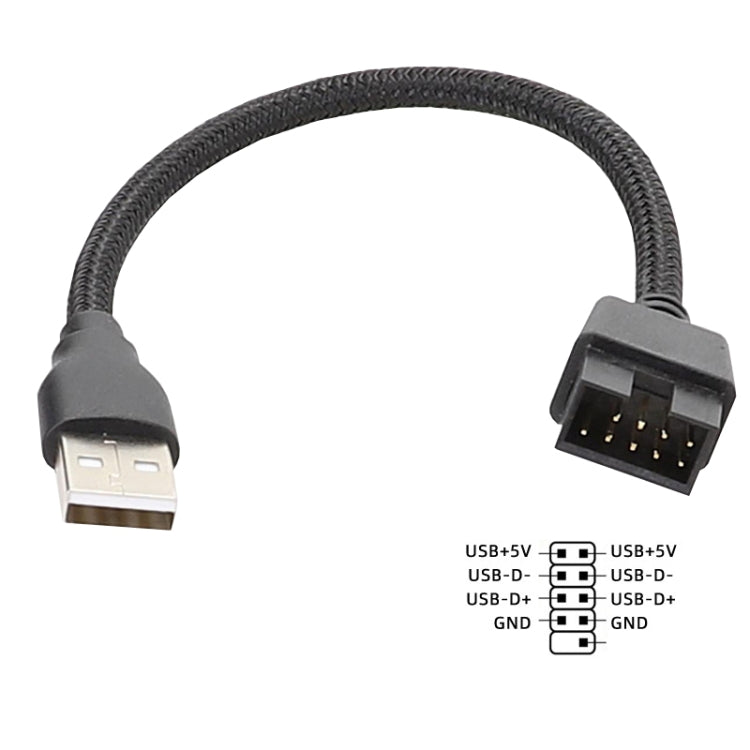 USB-A Male To 9Pin Motherboard Built-In RGB Data To External U Port Adapter Cable