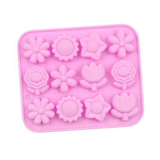 12 Grids Flower Silicone Cake Mold DIY Handmade Soap Mould