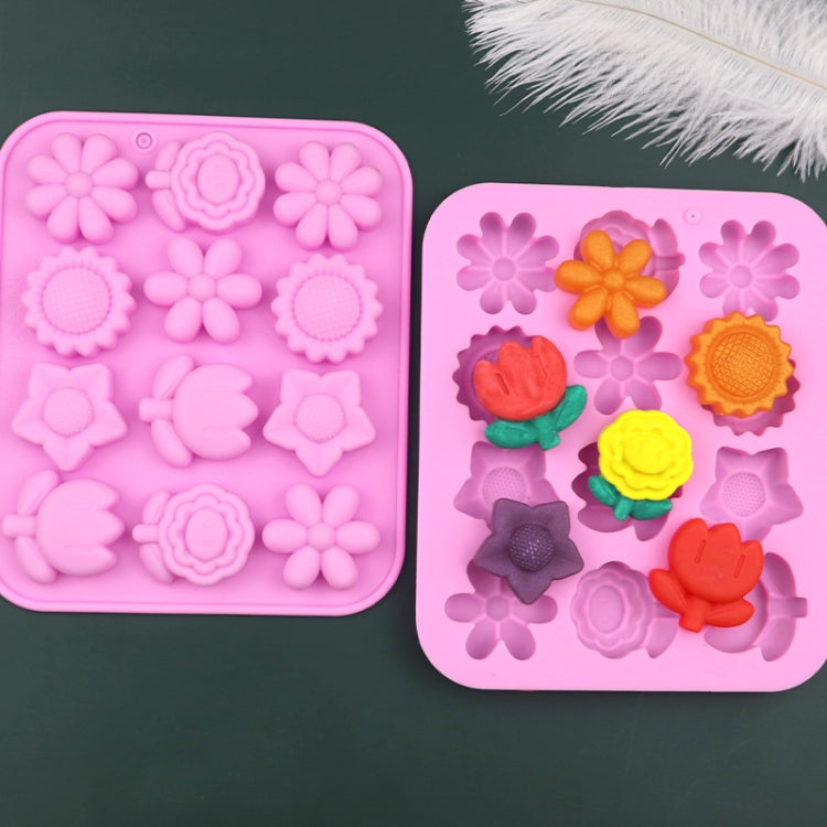 12 Grids Flower Silicone Cake Mold DIY Handmade Soap Mould