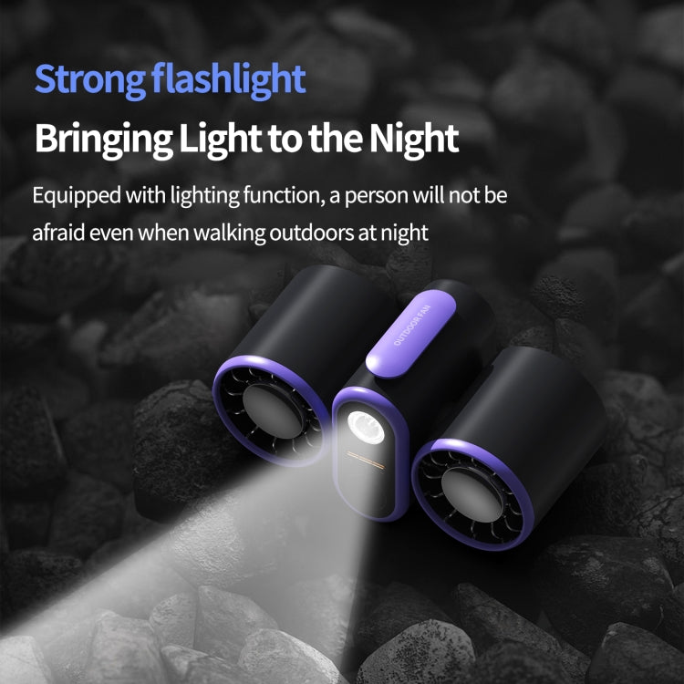 HX-157 Double-head Digital Display Waist-mounted Fan with Emergency Lighting Function