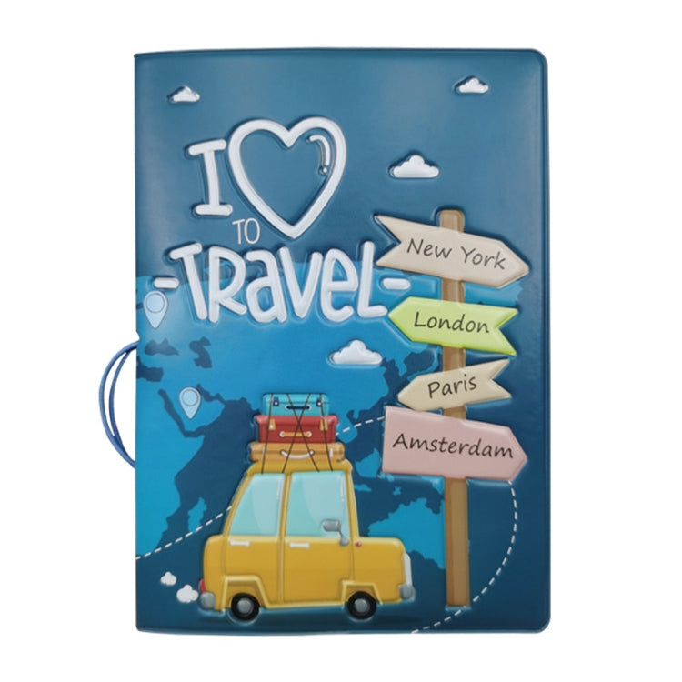 A0341 Cartoon Map Passport Cover Couple Travel Passport Holder