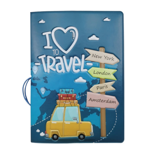 A0341 Cartoon Map Passport Cover Couple Travel Passport Holder
