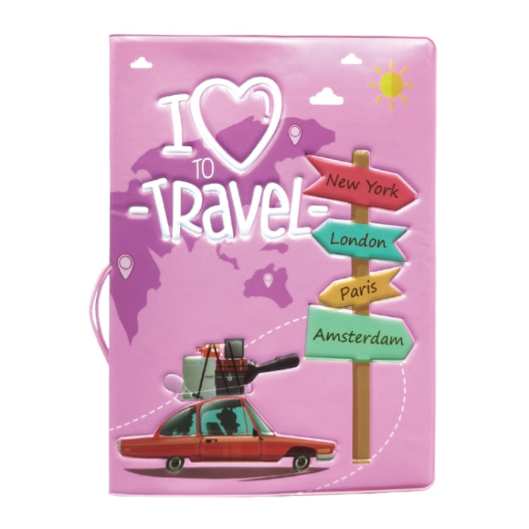 A0341 Cartoon Map Passport Cover Couple Travel Passport Holder