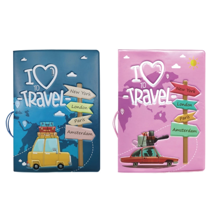 A0341 Cartoon Map Passport Cover Couple Travel Passport Holder