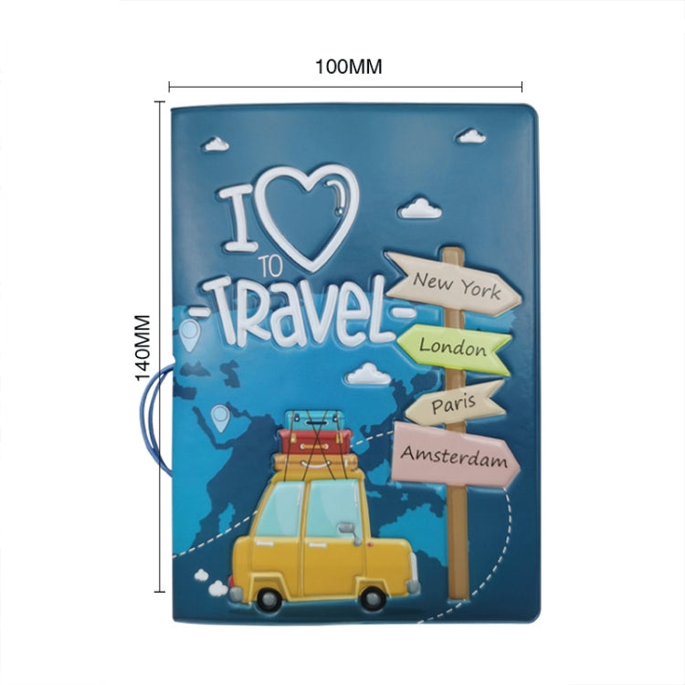 A0341 Cartoon Map Passport Cover Couple Travel Passport Holder
