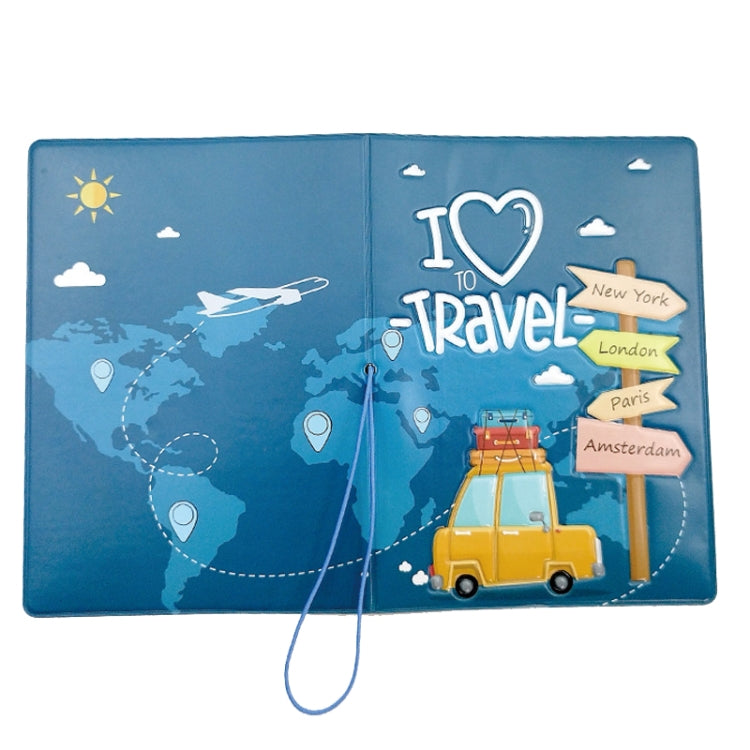 A0341 Cartoon Map Passport Cover Couple Travel Passport Holder
