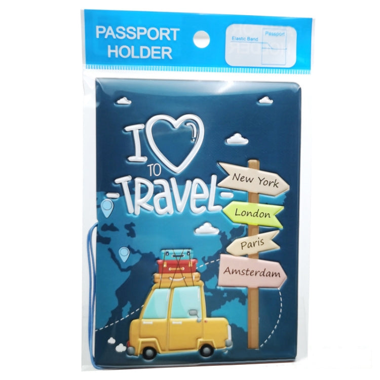 A0341 Cartoon Map Passport Cover Couple Travel Passport Holder
