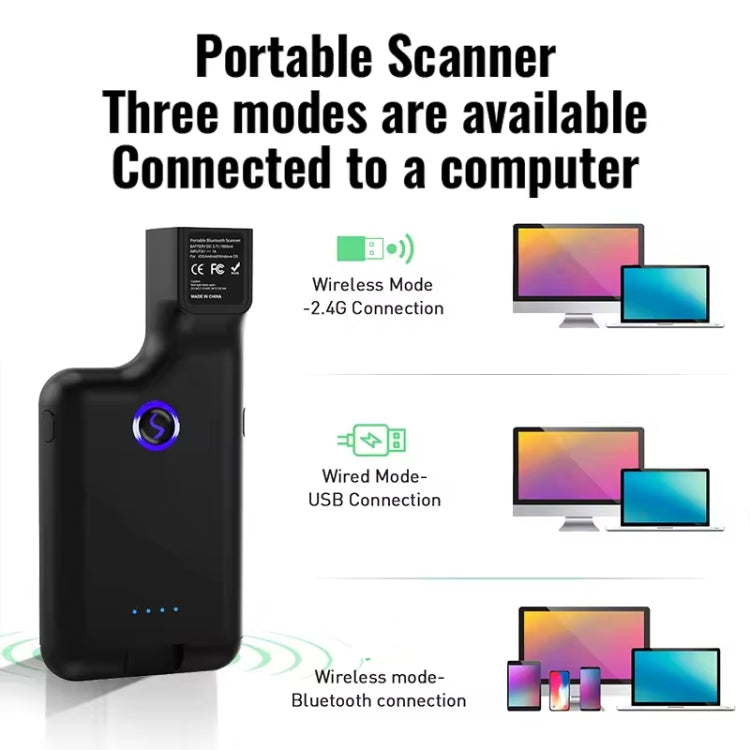 1D Bluetooth Barcode Scanner Wireless Back Clip Phone Barcode Reader