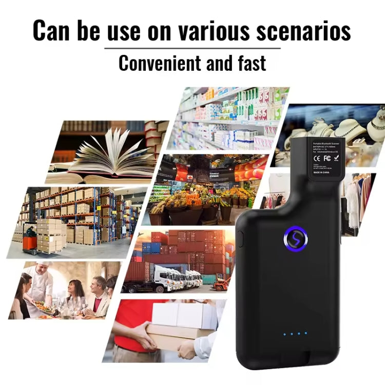 1D Bluetooth Barcode Scanner Wireless Back Clip Phone Barcode Reader