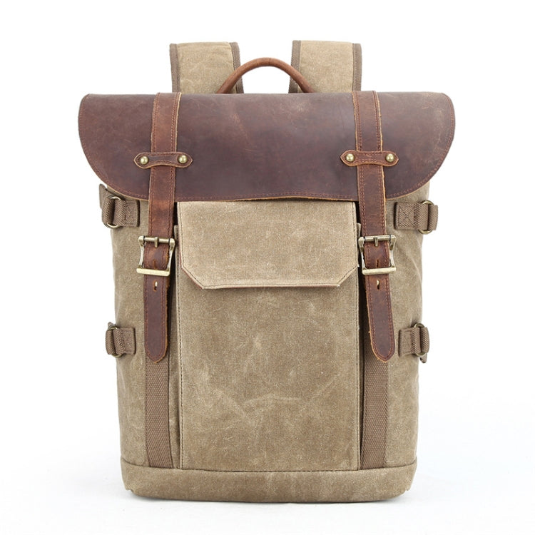 Vintage Camera Bag Waterproof  Canvas Backpack with Laptop Compartment Tripod Holder